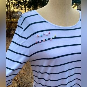 Hello Darling Hand Embellished Stripe Tee